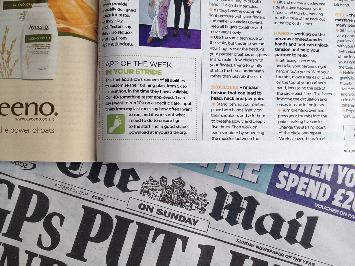 InYourStride ‘App of the week’ in YOU Magazine